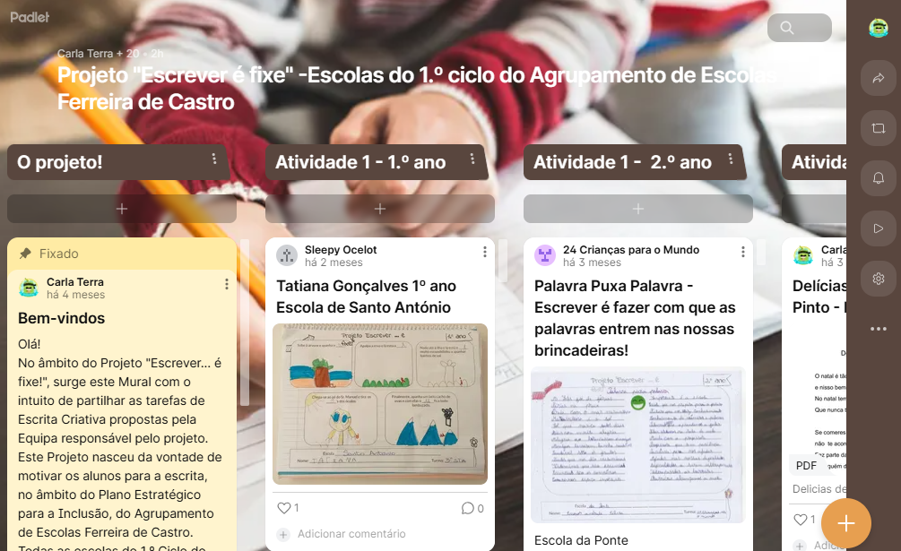 padlet escrever é fixe Carla Terra